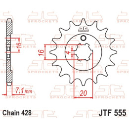 Pignon jt sprockets acier standard 555 - 428 - 14 dents