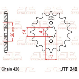 Pignon jt sprockets acier standard 249 - 420 - 14 dents