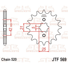 Pignon jt sprockets acier standard 569 - 520 - 14 dents