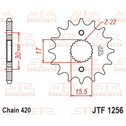 Pignon jt sprockets acier standard 1256 - 420 - 15 dents
