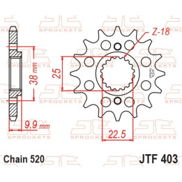 Pignon jt sprockets acier standard 403 - 520 - 15 dents