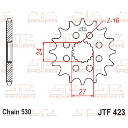 Pignon jt sprockets acier standard 423 - 530 - 16 dents