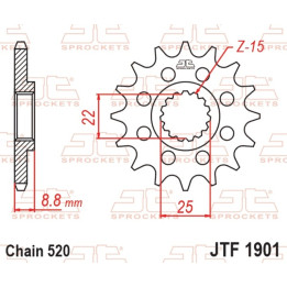 Pignon jt sprockets acier standard 1901 - 520 - 12 dents