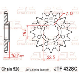 Pignon jt sprockets acier anti-boue 432 - 520 - 13 dents