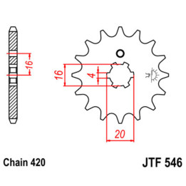 Pignon jt sprockets acier standard 546 - 420 - 14 dents