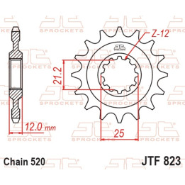 Pignon jt sprockets acier standard 823 - 520 - 15 dents