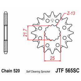 Pignon jt sprockets acier anti-boue 565 - 520 - 13 dents