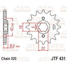 Pignon jt sprockets acier standard 431 - 520 - 14 dents