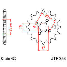 Pignon jt sprockets acier standard 253 - 420 - 14 dents