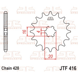 Pignon jt sprockets acier standard 416 - 428 - 13 dents