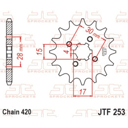 Pignon jt sprockets acier standard 253 - 420 - 17 dents