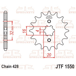 Pignon jt sprockets acier standard 1550 - 428 - 14 dents