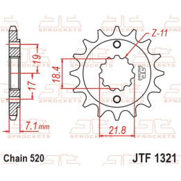 Pignon jt sprockets acier standard 1321 - 520 - 13 dents