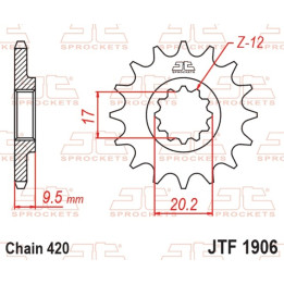 Pignon jt sprockets acier standard 1906 - 420 - 14 dents