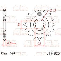 Pignon jt sprockets acier anti-boue 825 - 520 - 13 dents