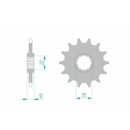 Pignon AFAM acier standard 94313 - 520 - 12 dents | Oxmoto