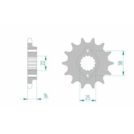 Pignon AFAM acier standard 52608 - 525 1076995001 | Oxmoto