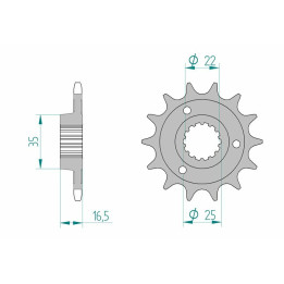 Pignon AFAM acier standard 52613 - 525 1077039002 | Oxmoto