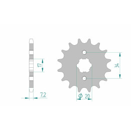 Pignon AFAM acier standard 20209 - 428 1074601003 | Oxmoto
