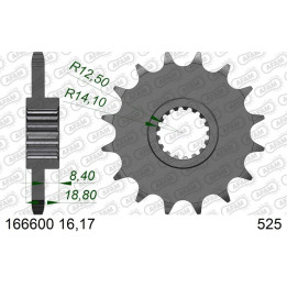 Pignon AFAM acier standard 166600 - 525 1074392002 | Oxmoto