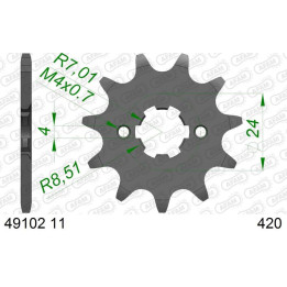 Pignon AFAM acier standard 49102 - 420 - 11 dents | Oxmoto