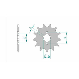 Pignon AFAM acier standard 49102 - 420 - 14 dents | Oxmoto