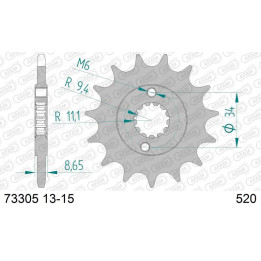 Pignon AFAM acier standard 73305 - 520 1077142003 | Oxmoto