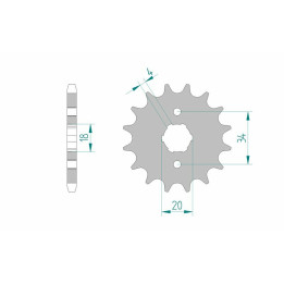 Pignon AFAM acier standard 20200 - 428 1074535005 | Oxmoto