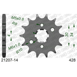 Pignon AFAM acier standard 21207 - 428 - 14 dents | Oxmoto