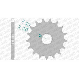 Pignon AFAM acier standard 88900 - 525 - 16 dents | Oxmoto