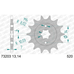Pignon AFAM acier standard 73203 - 520 1077136001 | Oxmoto