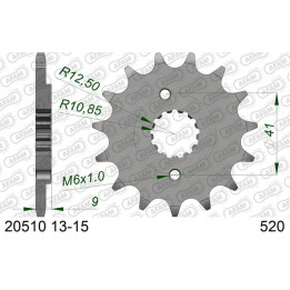 Pignon AFAM acier standard 20510 - 520 1074983002 | Oxmoto