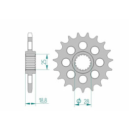 Pignon AFAM acier standard 61602 - 525 1077123002 | Oxmoto