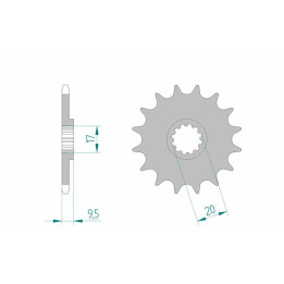 Pignon AFAM acier standard 94120 - 420 - 13 dents | Oxmoto