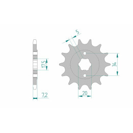 Pignon AFAM acier standard 20305 - 520 - 12 dents | Oxmoto