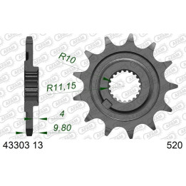 Pignon AFAM acier standard 43303 - 520 - 13 dents | Oxmoto