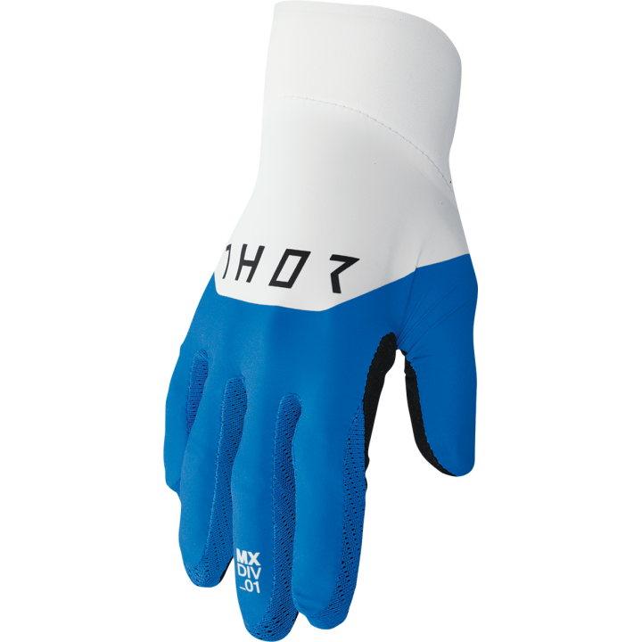 Gants Thor agile rival bleu/blanc | Oxmoto
