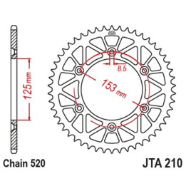 Couronne JT SPROCKETS alu standard - 520 JTA210.47BLK