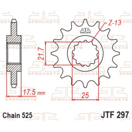 Pignon JT SPROCKETS acier standard - 525 JTF297.14 | Oxmoto