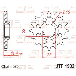 Pignon JT SPROCKETS acier standard - 520 JTF1902.16 | Oxmoto