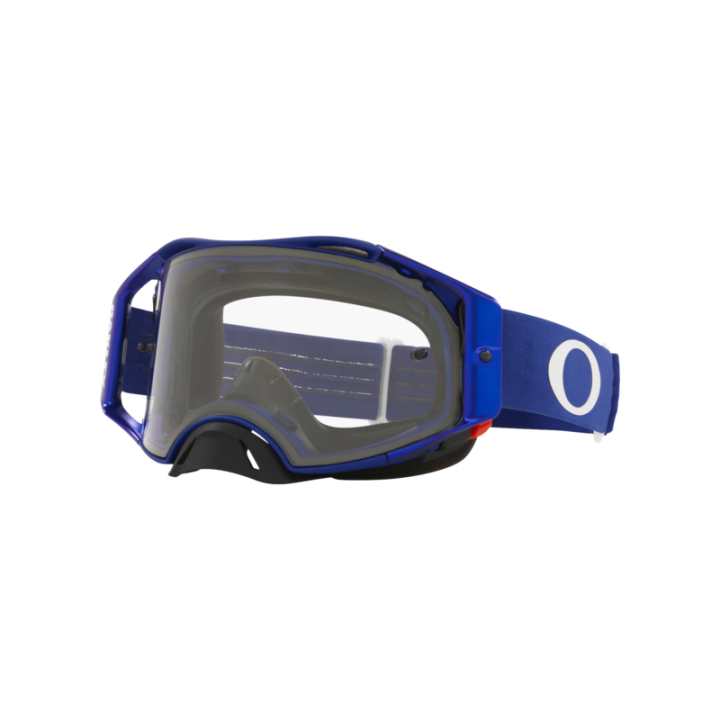 Lunettes Oakley airbrake mx moto transparent bleu | Oxmoto