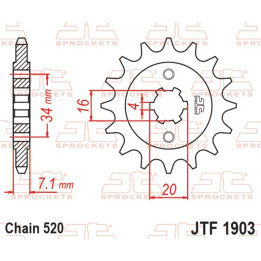 Pignon JT SPROCKETS acier standard - 520 JTF1903.14 | Oxmoto