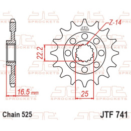 Pignon JT SPROCKETS acier standard - 525 JTF741.15 | Oxmoto