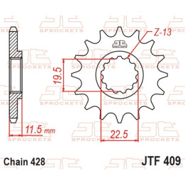 Pignon JT SPROCKETS acier standard - 428 JTF409.14 | Oxmoto