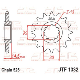 Pignon JT SPROCKETS acier standard - 525 JTF1332.15 | Oxmoto