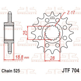 Pignon JT SPROCKETS acier standard - 525 JTF704.16 | Oxmoto