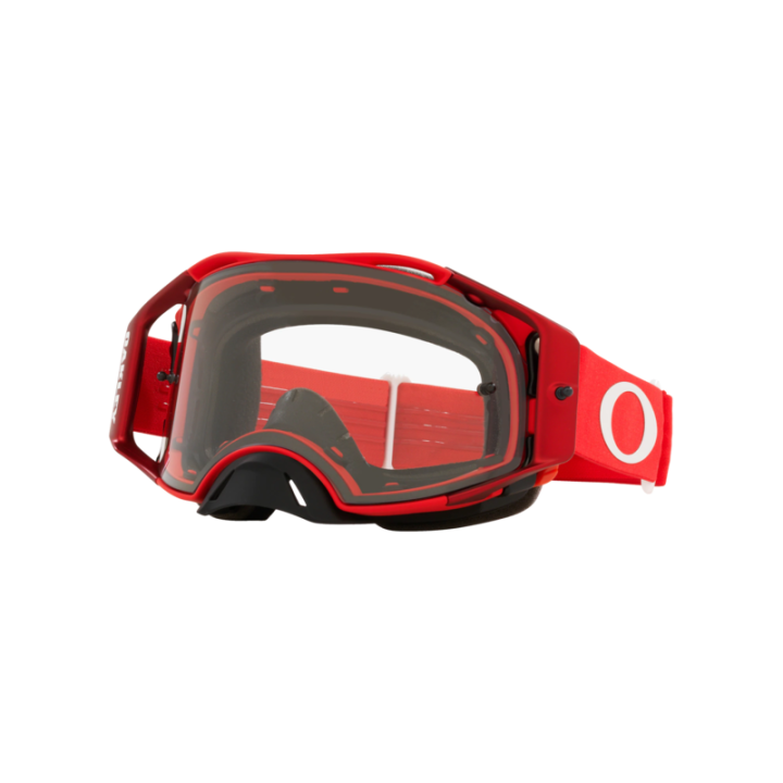 Lunettes Oakley airbrake mx moto transparent rouge | Oxmoto