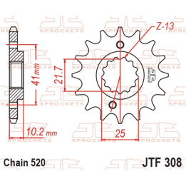 Pignon JT SPROCKETS acier standard - 520 JTF308.14 | Oxmoto