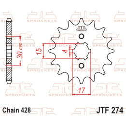 Pignon JT SPROCKETS acier standard - 428 JTF274.14 | Oxmoto