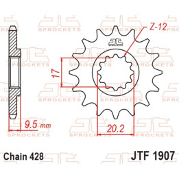 Pignon JT SPROCKETS acier standard - 428 JTF1907.13 | Oxmoto